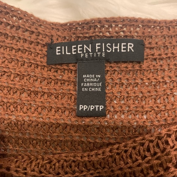 Eileen Fisher women’s Asymmetric Sweater Organic Linen Cotton Knit Rust size PP - Picture 2 of 4